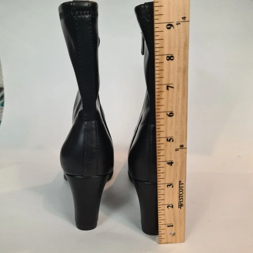Aerosoles Cinnamon Black Square Toe Block Heel Ankle Boots Womens 9M Classic